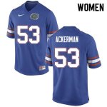 Women's Florida Gators #53 Brendan Ackerman NCAA Nike Blue Authentic Stitched College Football Jersey KKY5862MW